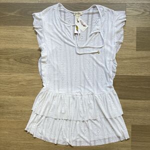 Jessica Simpson Top Women Large White Swim Cover Up Lace Nylon Beach Resort